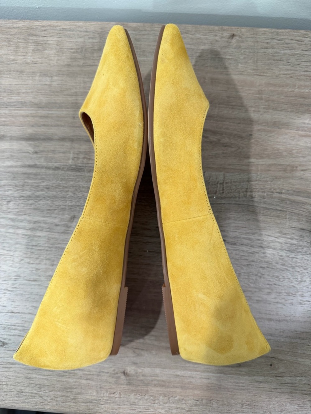 Caslon Genuine Leather Suede Pointed Toe Golden Yellow Flats - Picture 4 of 10